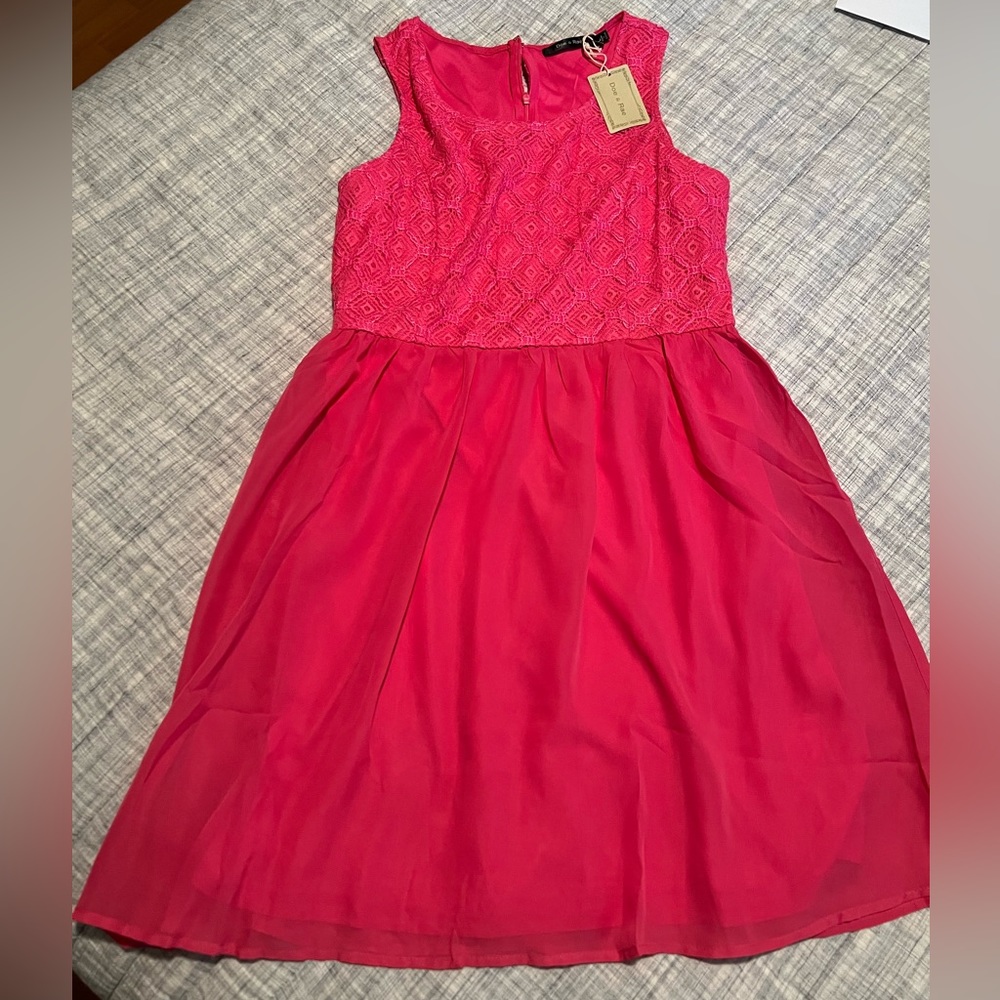 Spring DRESS Doe & Rae L Large lined boutique BTS casual or dress up PINK NEW
